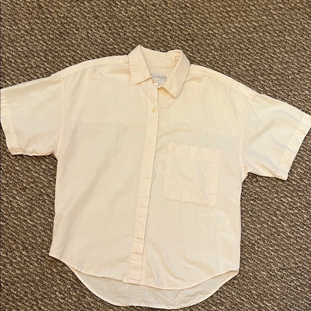 Prisma Blush Linen Cotton Short Sleeve Top